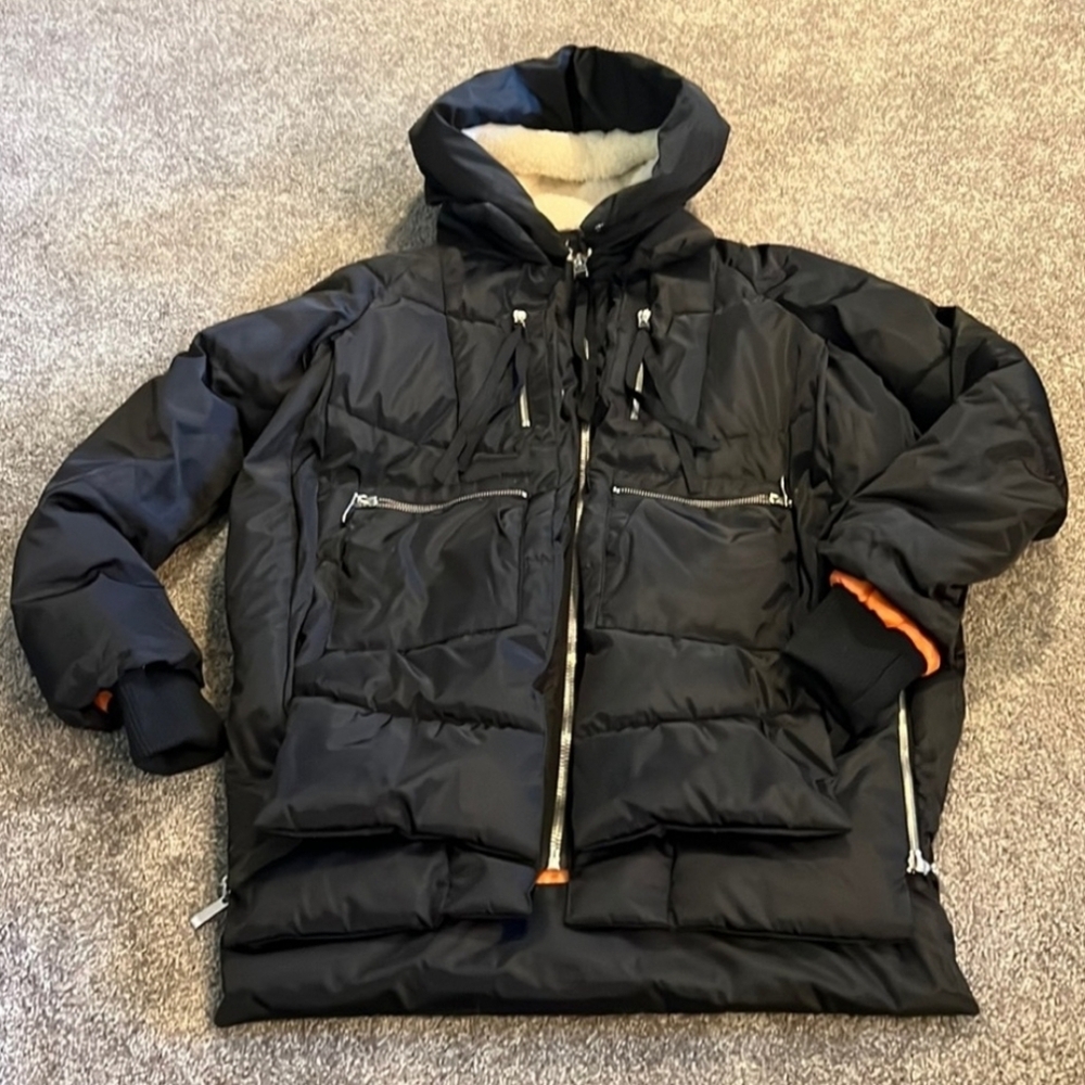 Ci Sono Black Hooded Puffer Jacket Men Or Women NEW